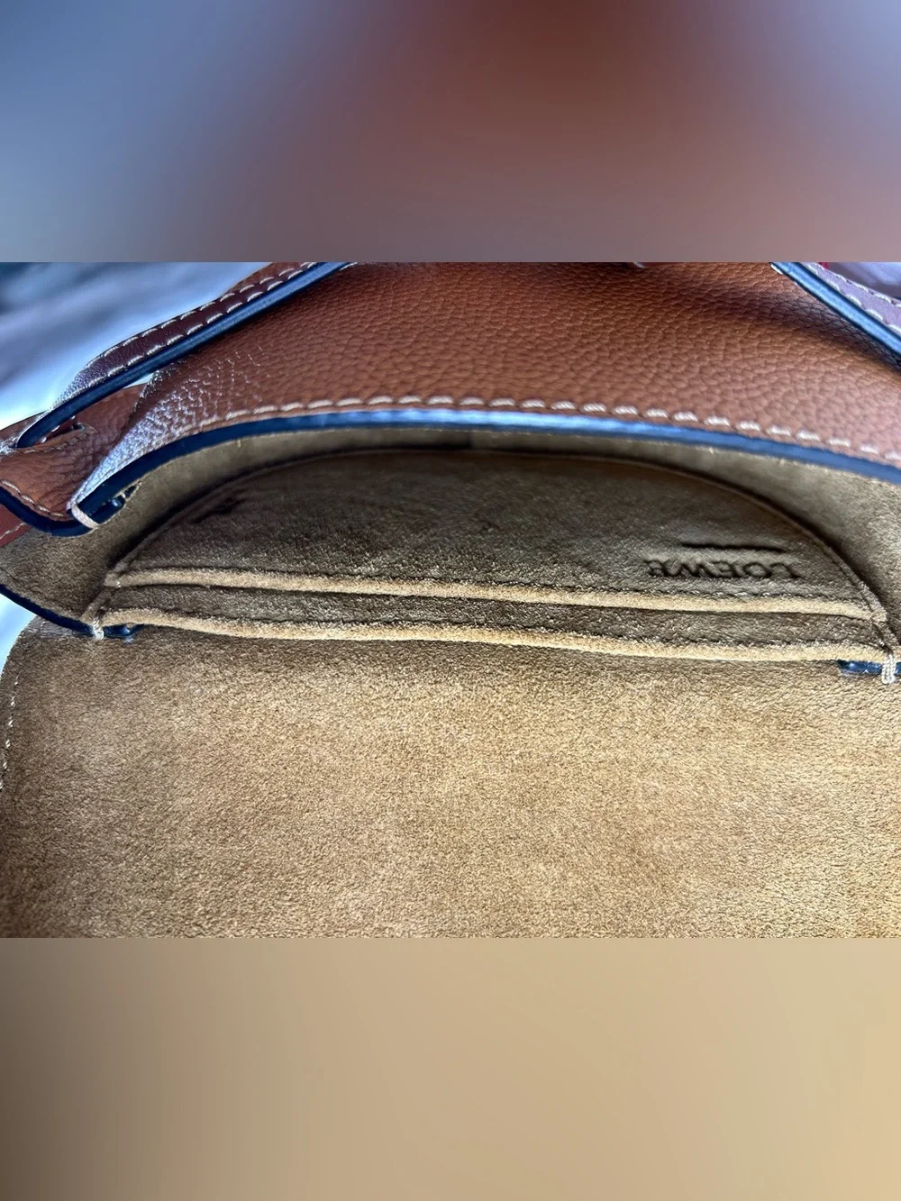 Loewe Calfskin Mini Gate Crossbody Bag in Caramel and Pecan